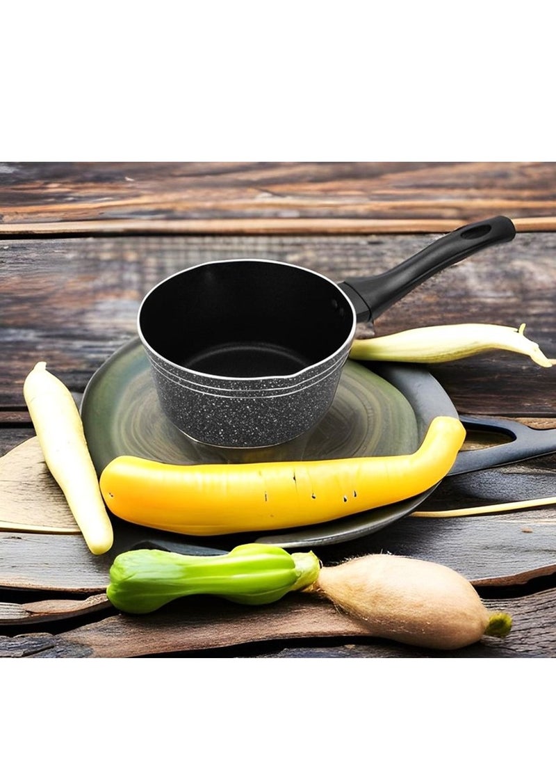 Auroware Non Stick 18 cm Saucepan Pan with Lid Black Pressed Aluminum Induction Bottom Strong and Durable Three layer coating Long lasting - Image 5