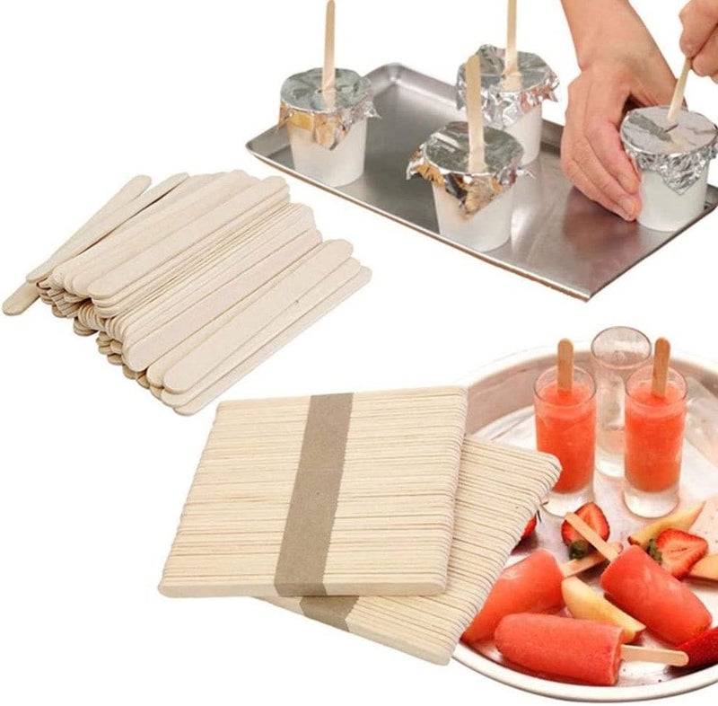 400 PCS Wood Ice Cream Sticks, 93x10x2 MM Multi Purpose Waxing Applicators Craft Sticks Ice Pop Cudgel for Handwork Making Accessories DIY Crafts - Image 3