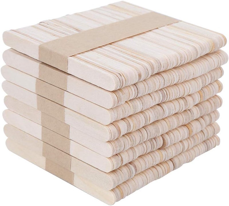 400 PCS Wood Ice Cream Sticks, 93x10x2 MM Multi Purpose Waxing Applicators Craft Sticks Ice Pop Cudgel for Handwork Making Accessories DIY Crafts - Image 1