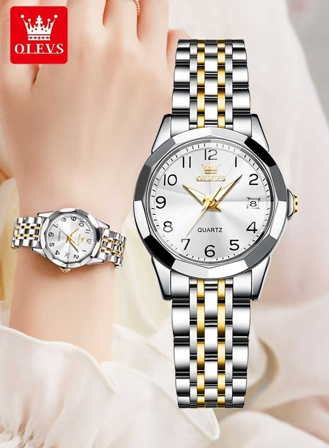أوليفز ساعة كوارتز نسائية بمرآة ماسية الشكل، مينا بأرقام، مصنوعة من الفولاذ المقاوم للصدأ، مقاومة للماء، أنيقة وفاخرة، ساعة يد أصلية. - Image 1