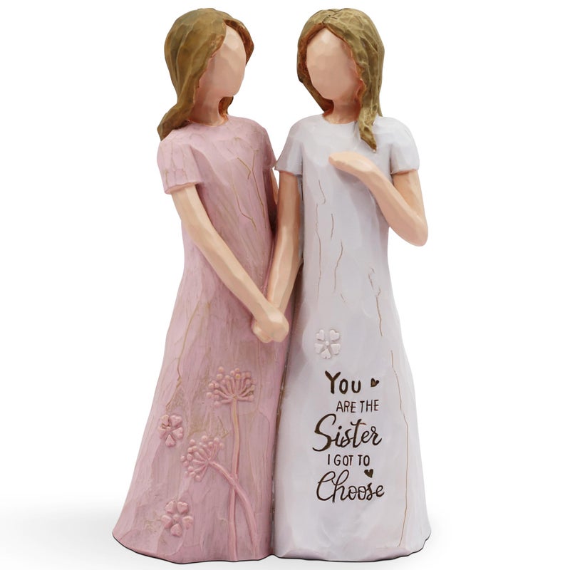 BORLESTA Friend Gifts Friendship Gifts for Women Youre The Sister I Got to Choose Friend Birthday Gifts Sister Gifts from Sister and Bestie Gifts HandPainted FigurePink - Image 2