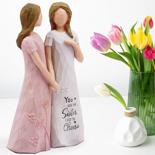 BORLESTA Friend Gifts Friendship Gifts for Women Youre The Sister I Got to Choose Friend Birthday Gifts Sister Gifts from Sister and Bestie Gifts HandPainted FigurePink - Image 3