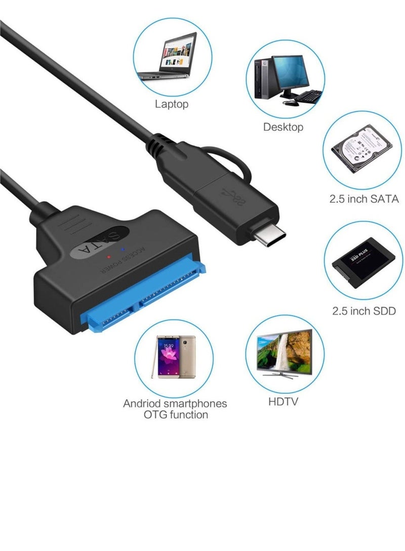 SATA to USB 3.0 Cable, SATA 22 Pin 2.5 inch Female to USB 3.0  Type-C Male USB-C USB 3.0, USB 3.0 to SATA III Hard Drive Adapter, for 2.5 3.5 Inch HDD/SSD Hard Drive Disk - Image 3