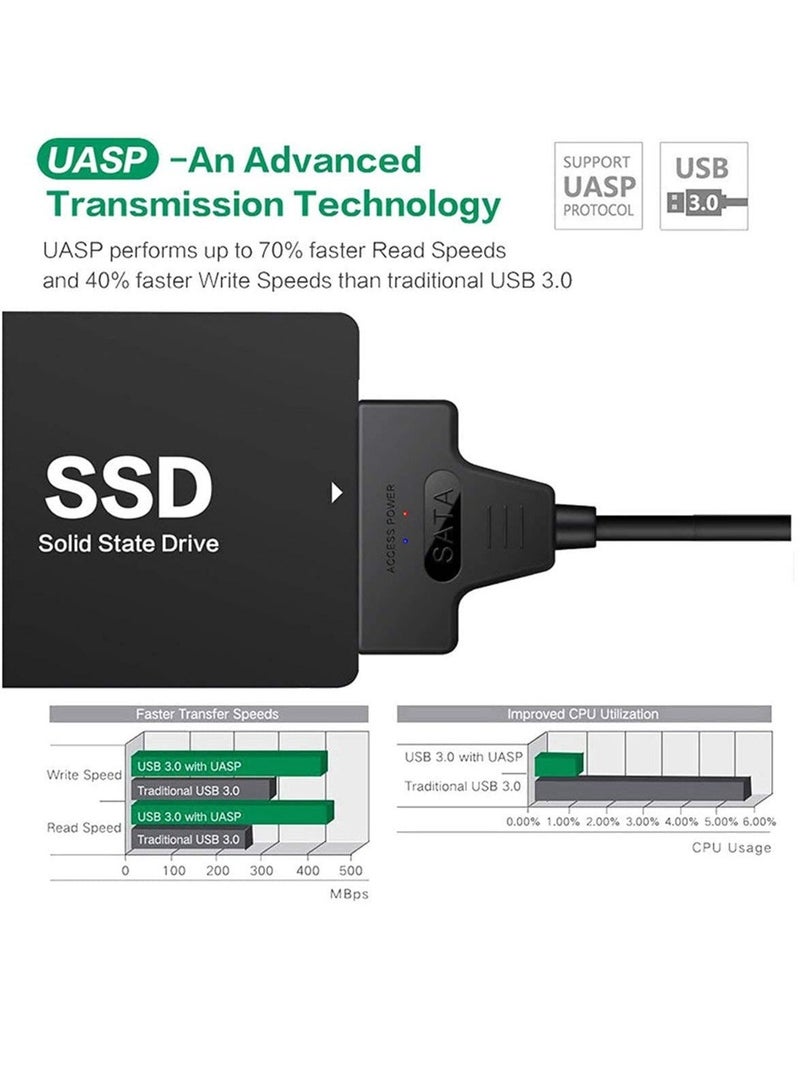 SATA to USB 3.0 Cable, SATA 22 Pin 2.5 inch Female to USB 3.0  Type-C Male USB-C USB 3.0, USB 3.0 to SATA III Hard Drive Adapter, for 2.5 3.5 Inch HDD/SSD Hard Drive Disk - Image 5