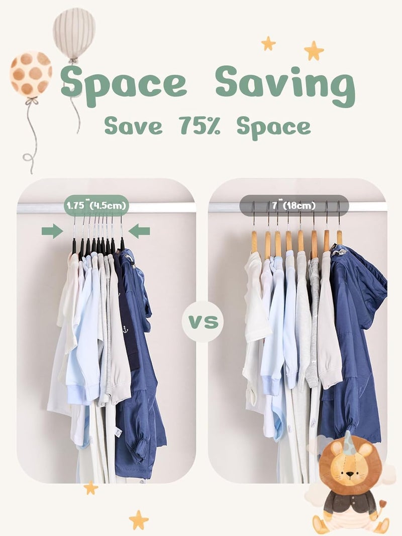 HOUSE DAY 50 Pack Black Velvet Baby Hangers - Durable Non-Slip Hangers for Infant & Toddler Clothes - Image 5