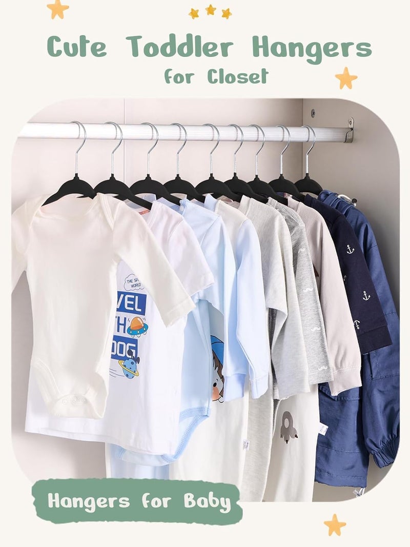 HOUSE DAY 50 Pack Black Velvet Baby Hangers - Durable Non-Slip Hangers for Infant & Toddler Clothes - Image 4