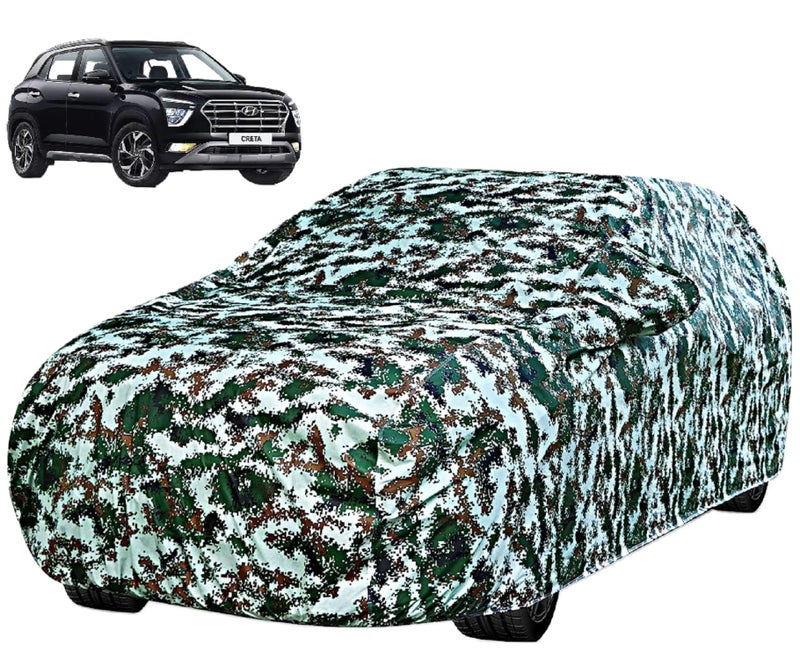 Auto Hub Waterproof Car Cover Compatible with Hyundai Creta (Model- 2024-Till Date) with Mirror Pocket, Soft Cotton Lining, Waterproof Creta Car Cover (Forest Look) - Image 1