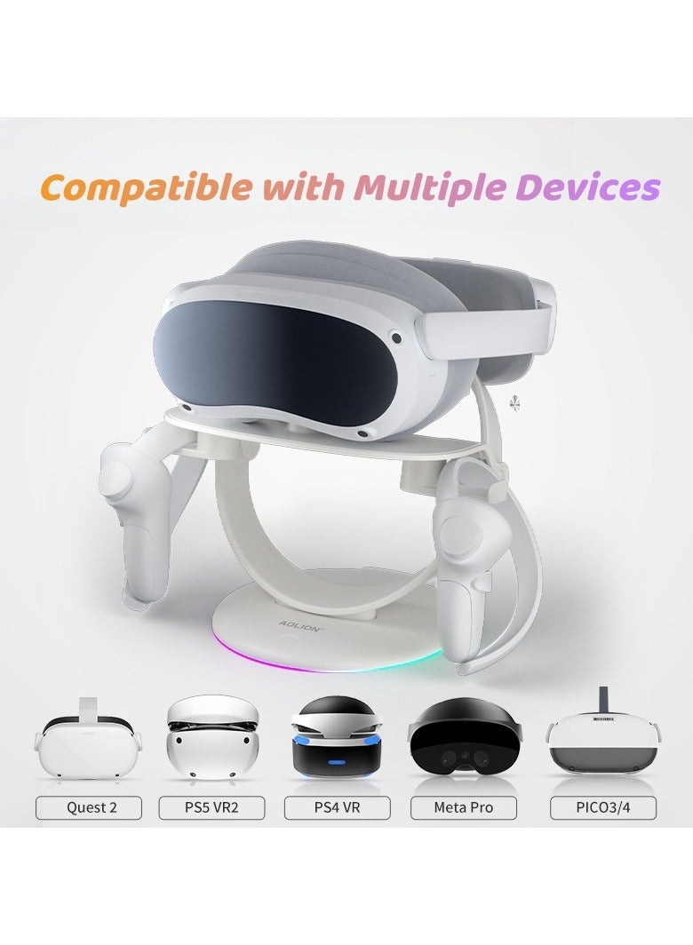 VR Headset Stand with RGB Lighting – Universal Charging Dock Compatible with Quest 3/2, PS5 VR2, Meta Pro, and PICO 4, Fast USB-C Charging, and Anti-Slip Stable Design - Image 3