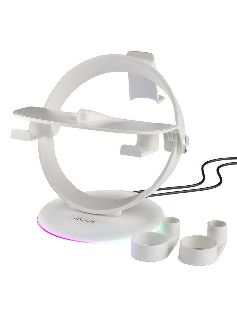 VR Headset Stand with RGB Lighting – Universal Charging Dock Compatible with Quest 3/2, PS5 VR2, Meta Pro, and PICO 4, Fast USB-C Charging, and Anti-Slip Stable Design - Image 2
