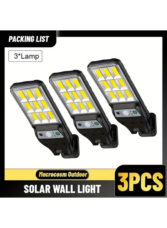3pcs Solar Wall Lights Outdoor Motion Sensor Security Lighting Remote Control - Image 1