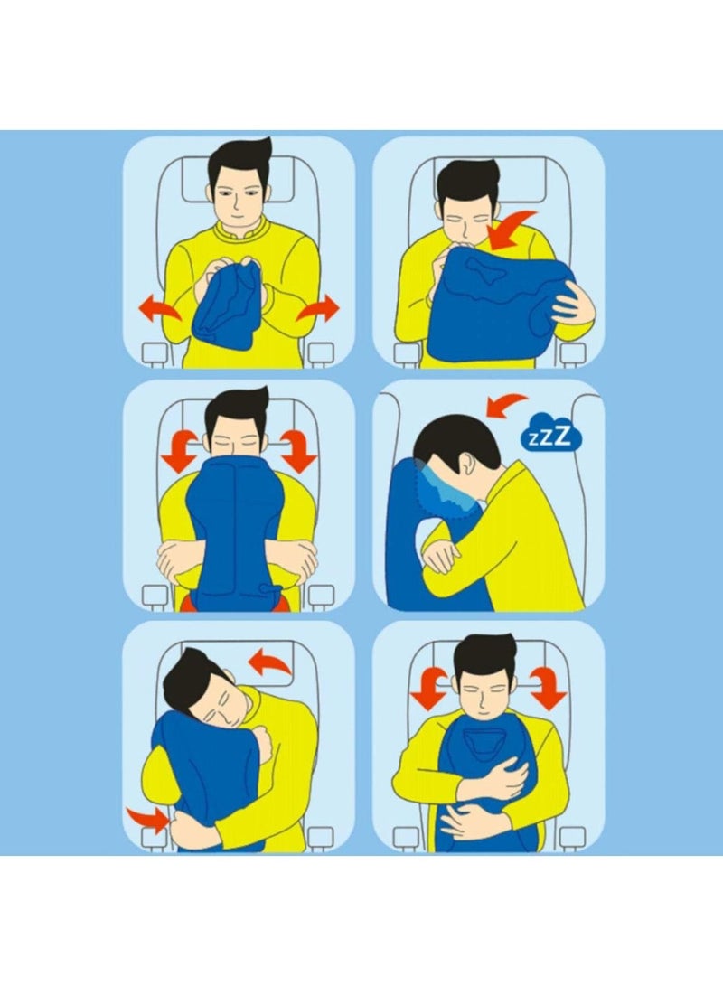 Air-plane Travel Pillow Multi-functional Smart Inflatable Cushion Comfortable Huggable Travel Pillow with 3 D Sleep Mask for Smart Travellers - Image 5