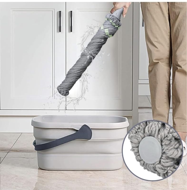 Fomoholic Microfiber Twist Mop with Self-Squeeze Mechanism | Gray Dust Mop for Floor Cleaning | 360° Rotating Head & Extendable Stainless Steel Handle | Reusable & Washable Head - Image 4