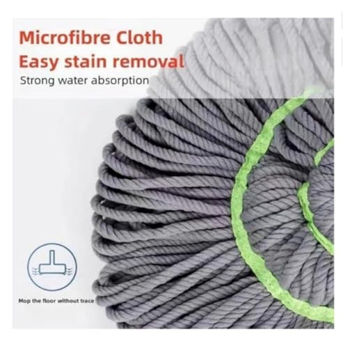 Fomoholic Microfiber Twist Mop with Self-Squeeze Mechanism | Gray Dust Mop for Floor Cleaning | 360° Rotating Head & Extendable Stainless Steel Handle | Reusable & Washable Head - Image 5