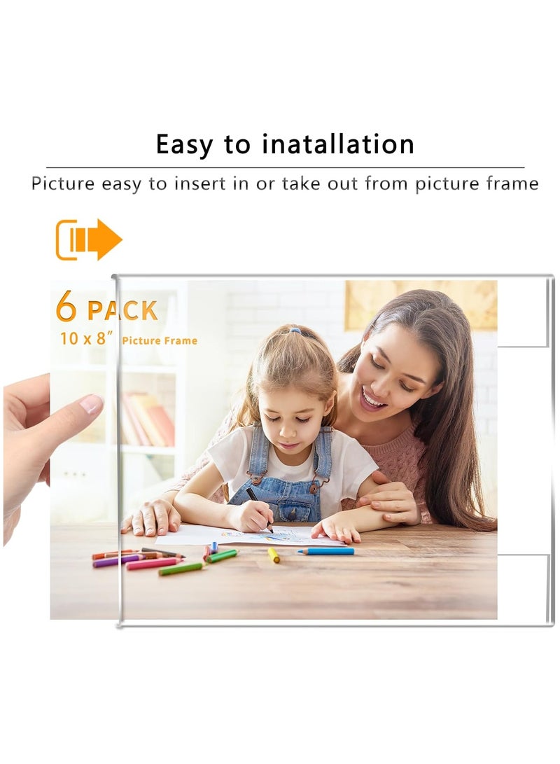 سلاسة حامل لافتات أكريليك مثبت على الحائط مقاس 8 × 10 بوصة مع شريط لاصق مزدوج الجوانب للمكتب والمنزل والمتجر والمطعم، بدون حفر - أفقي (عبوة من 6 قطع) - Image 4