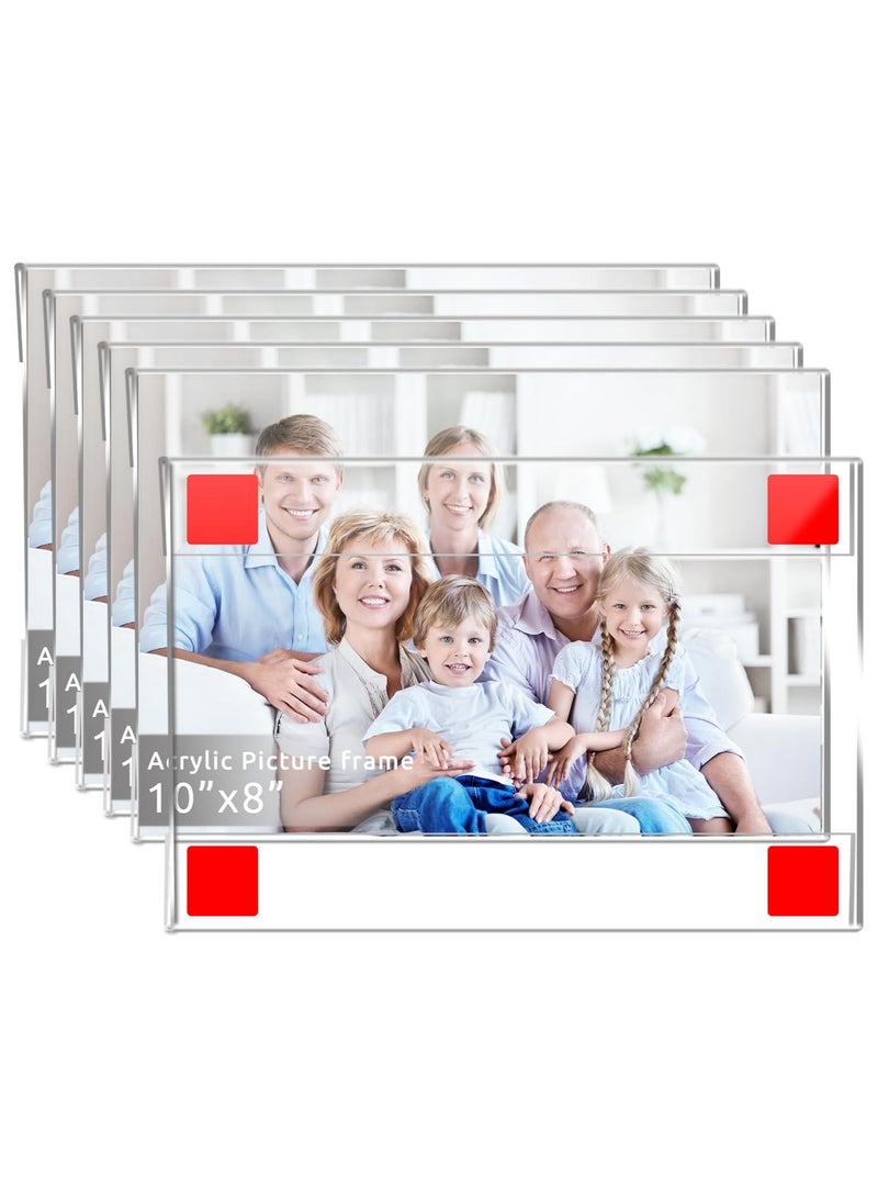 سلاسة حامل لافتات أكريليك مثبت على الحائط مقاس 8 × 10 بوصة مع شريط لاصق مزدوج الجوانب للمكتب والمنزل والمتجر والمطعم، بدون حفر - أفقي (عبوة من 6 قطع) - Image 1