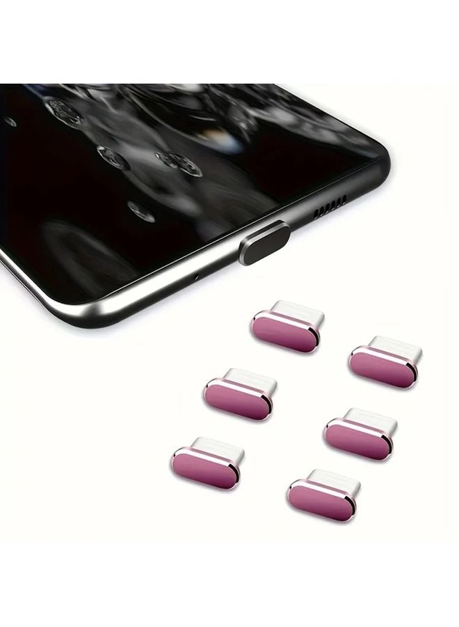 6 قطع سدادات غبار معدنية وردية لمنفذ شحن Type C - Image 1