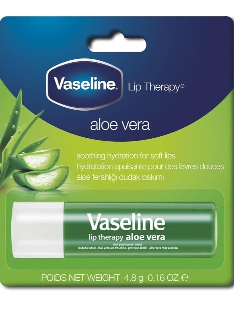 Vaseline Lip Therapy Aloe Vera Lip Balm With Pure Jelly & Rich Aloe Extracts For Shiny & Healthy Lips| Nourishes & Protects Lips| Non-greasy Lip Moisturizer for Naturally Tinted Lips| 4.8 gm - Image 1