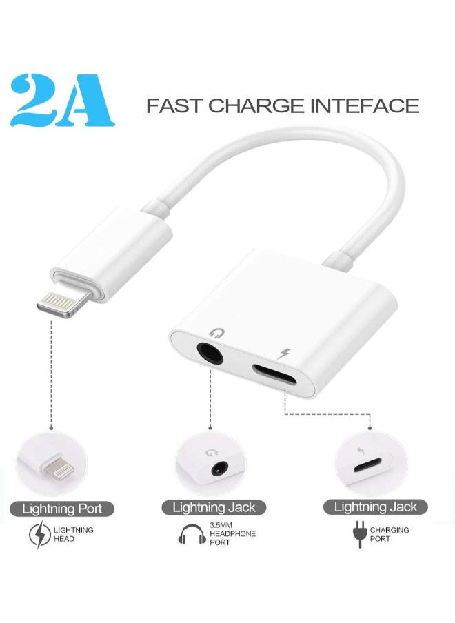 SHOPI - Headphone Jack Adapter for iPhone Car Charger 3.5mm Aux Earphone Audio Splitter and Charge Connector for iPhone 7/8/X/7 Plus/8 Plus/XS MAX Support Jack Dongle Converter and Charger Compatible All iOS - Image 1