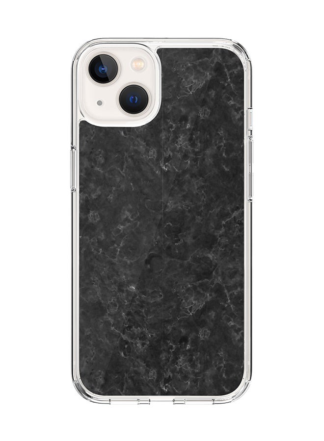 Classic Clear for Apple iPhone 14 Case Hybrid Soft Cover Flexible Edges Anti Drop TPU PC Gel Thin Transparent Cover [ Designed for Apple iPhone 14 ] - Marble Texture Black Full Print