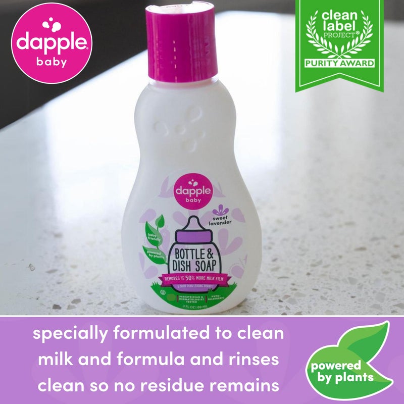 Dapple Baby Bottle Soap, Hypoallergenic Dish Soap for Baby Bottles, Powered by Plants, Travel Size, Lavender, 3 Fl Oz (Pack of 1) - Image 2