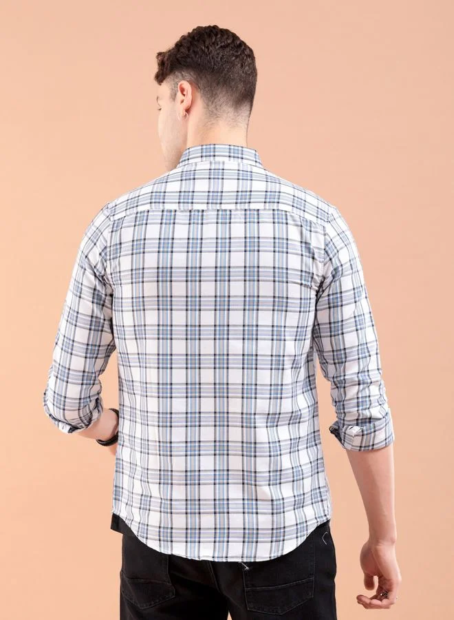 شركة المرآب الهندية Men Regular Fit Checkered Full Sleeves Cutaway Collar Casual Shirt