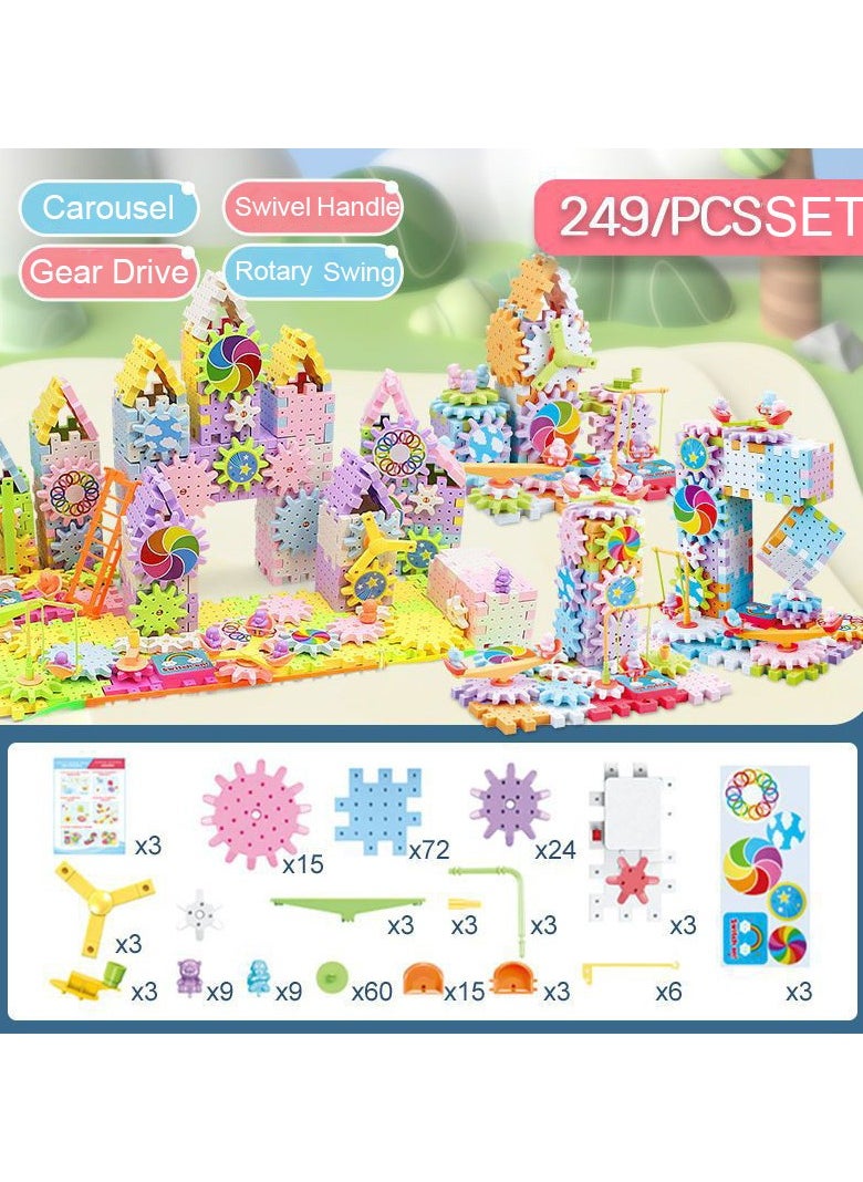 Generic 249 Pcs Electric Building Block Gear Toy Set,Learning Resources Gears STEM Building Set,Motorized Spinning Gears Educational DIY Blocks for Kids Birthday Gift  - Image 2