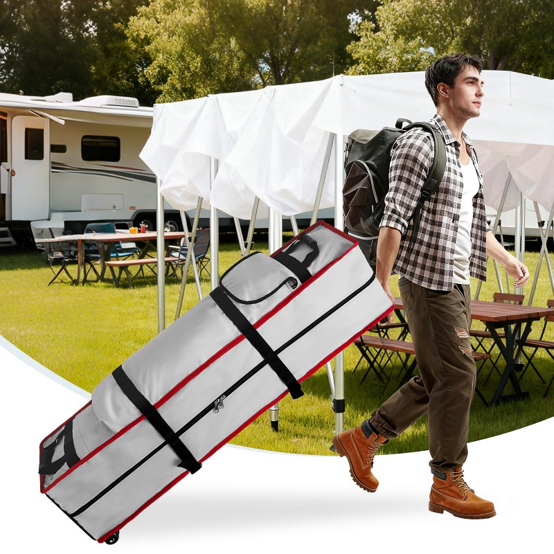 SUNICO 10 x 10 x 62in Canopy Bag Replacement for 10 x 10 Pop Up Canopy with Roller Wheels, 600D Waterproof Oxford Fabric Tent Bag Replacement with 3 Handles, Grey - Image 4
