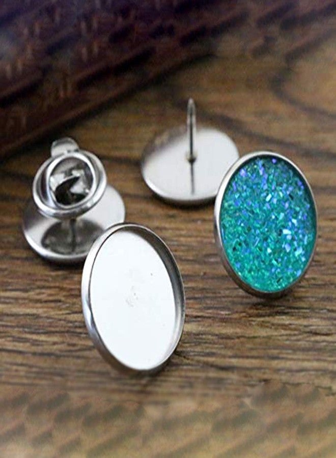 Teensery 20 Sets 18mm Stainless Steel Brooch Tray Base Blank Lapel Pin Cabochon Setting Tray with Butterfly Pin Backs for DIY Jewelry Making (18 MM) - Image 4