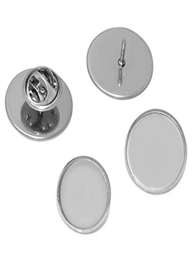 Teensery 20 Sets 18mm Stainless Steel Brooch Tray Base Blank Lapel Pin Cabochon Setting Tray with Butterfly Pin Backs for DIY Jewelry Making (18 MM) - Image 2
