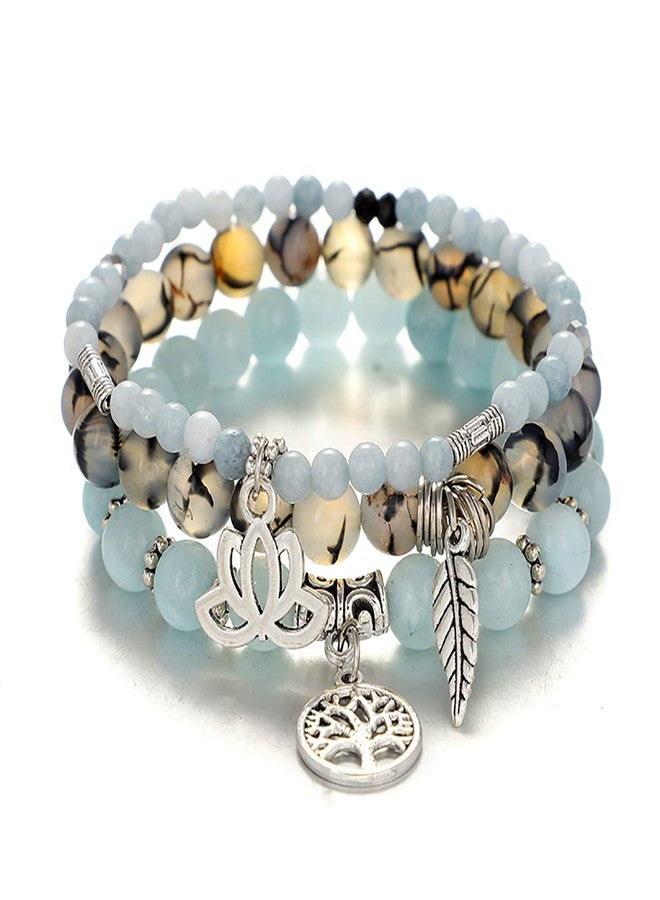 UEUC Tree of Life Yoga Healing Stone Bracelets,Multilayer Lotus Chakra Stone Reiki Bracelet Sets,Anxiety Crystal Natural Stone,for Women Stress Relief - Image 1