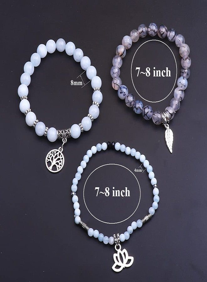 UEUC Tree of Life Yoga Healing Stone Bracelets,Multilayer Lotus Chakra Stone Reiki Bracelet Sets,Anxiety Crystal Natural Stone,for Women Stress Relief - Image 2