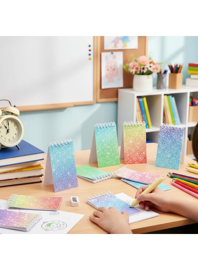 Sherr 16 Pcs Glitter Pens and Notebooks Set Mini Spiral Notepads Fancy Pens for Kids Girls Women Sparkly Sequins Journaling Ballpoint Christmas Birthday Gift Classroom Rewards(Light Color) - Image 5