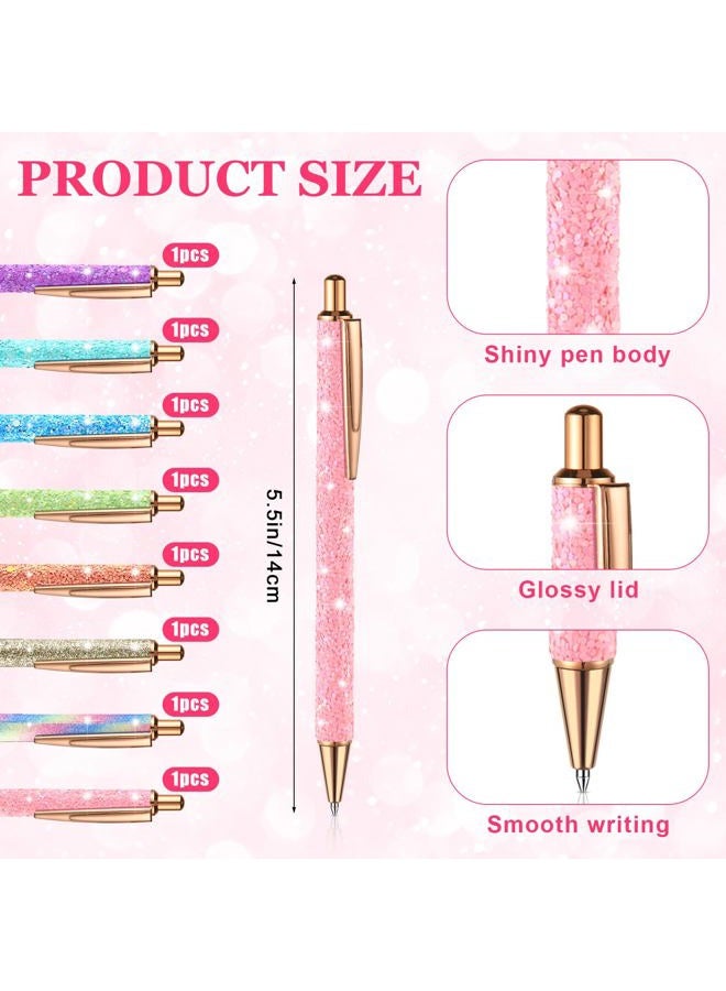 Sherr 16 Pcs Glitter Pens and Notebooks Set Mini Spiral Notepads Fancy Pens for Kids Girls Women Sparkly Sequins Journaling Ballpoint Christmas Birthday Gift Classroom Rewards(Light Color) - Image 2