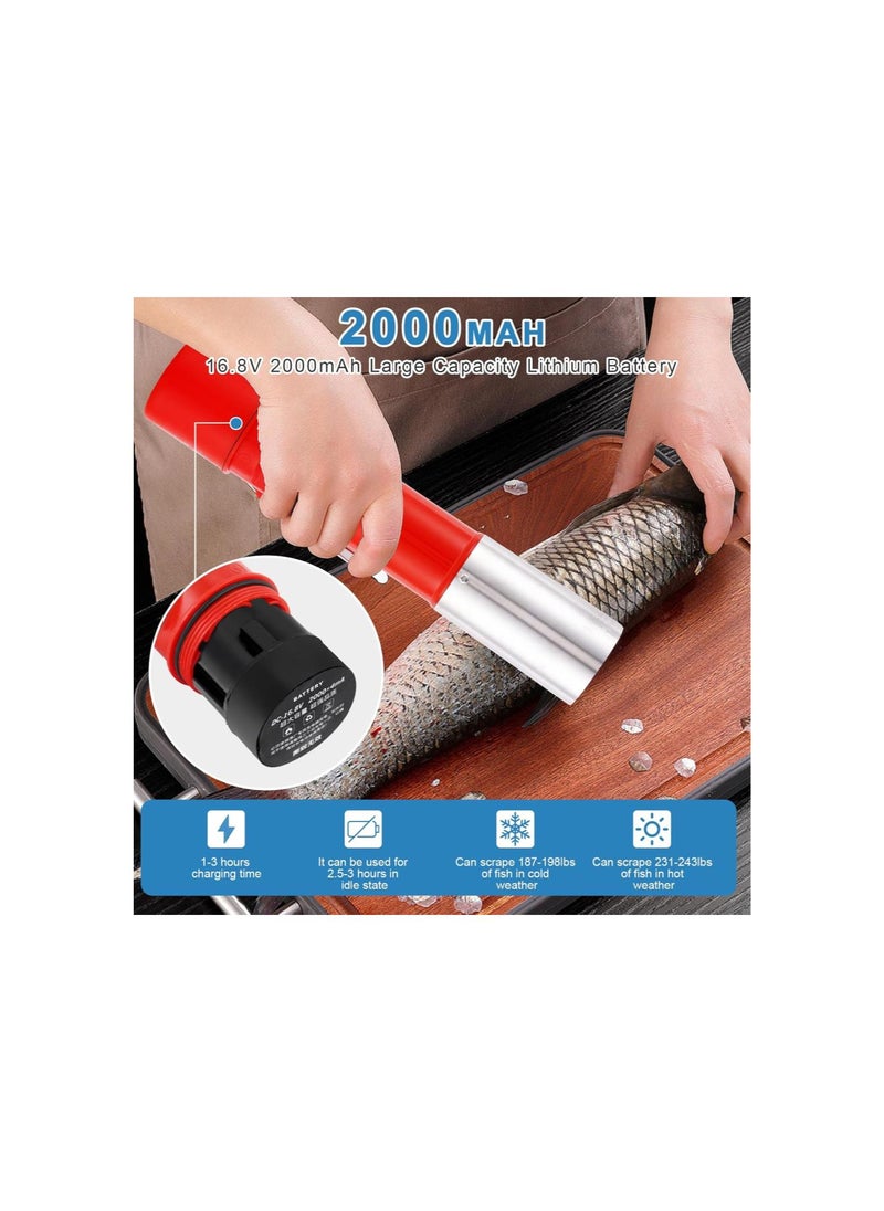 Electric Fish Scaler Remover, 2000mAh Cordless Powerful Fish Scale Scraper Cleaner with Rechargeable Battery, Waterproof Portable Fish Scaler Fish Scaling Tool