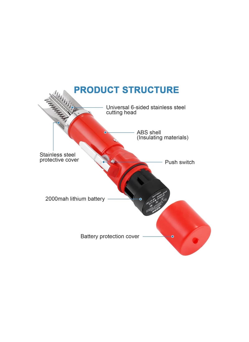 Electric Fish Scaler Remover, 2000mAh Cordless Powerful Fish Scale Scraper Cleaner with Rechargeable Battery, Waterproof Portable Fish Scaler Fish Scaling Tool