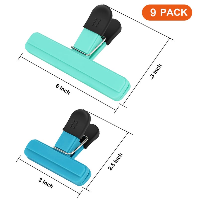 TACGEA Chip Clips, 9 Pack Food Clips, Bag Clips for Food Storage with Air Tight Seal Grip (3 Large and 6 Small) - Image 2
