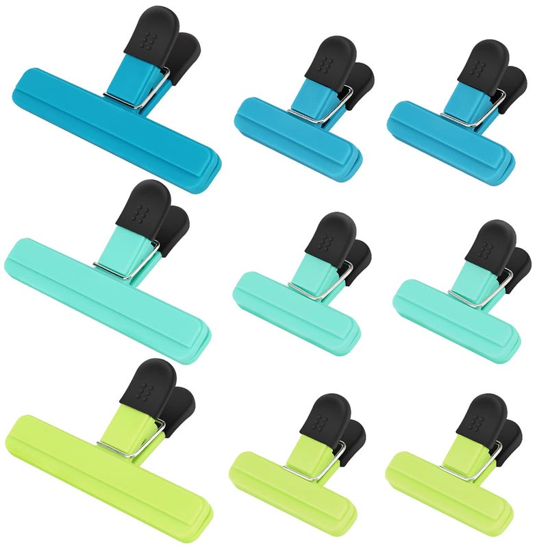 TACGEA Chip Clips, 9 Pack Food Clips, Bag Clips for Food Storage with Air Tight Seal Grip (3 Large and 6 Small) - Image 1