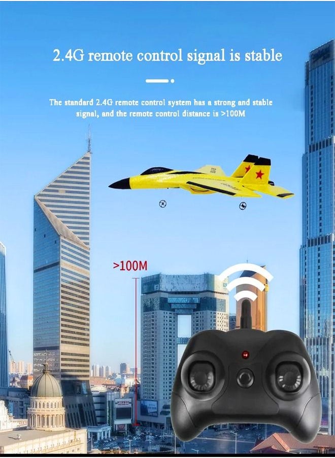 fashionhome - High Quality 2.4 GHz Remote Control Fighter Classic SU-35 Airplane Model Lightweight Fall-proof RC Aircraft Toy with Rechargeable Battery - Image 1