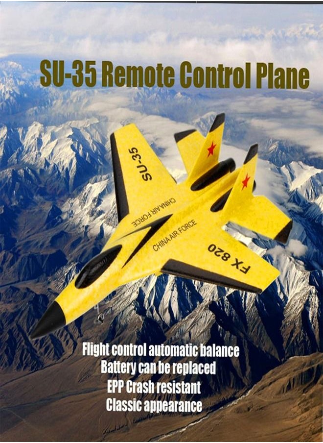 fashionhome - High Quality 2.4 GHz Remote Control Fighter Classic SU-35 Airplane Model Lightweight Fall-proof RC Aircraft Toy with Rechargeable Battery - Image 1