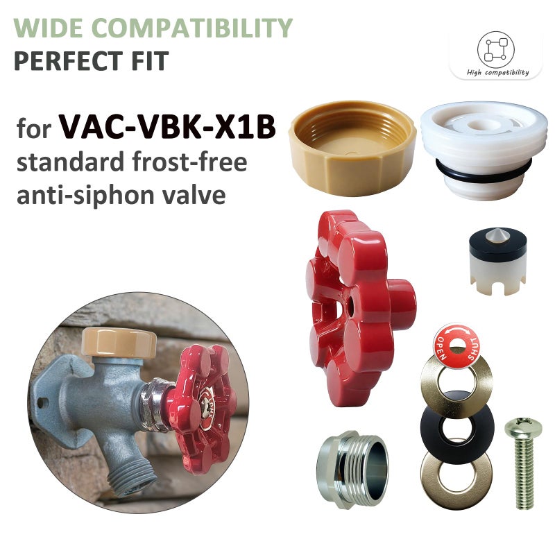 Young Dance Universal Outdoor Faucet Repair Kit,Wall Hydrant Complete Replacement Kit,Anti-Siphon Frostproof Faucet Valve Hose Faucet Fitting Repair Kit for VACVBKX1B Vacuum Breaker,Metal Handle - Image 3