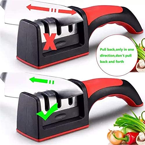 FOMQUAZLI Kitchen Knife Accessories Manual 3Stage Knife Sharpener Helps Repair Restore Polish Blades Coarse and Fine Knives Sharpening Tool Steel Knives Sharpener for Kitchen Multipurpose - Image 3