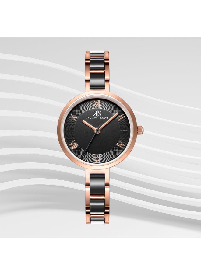 KENNETH SCOTT Kenneth Scott K22521-KCBB Women's Analog Display Watch & Alloy+Plastic Strap Rose Gold  - Image 2