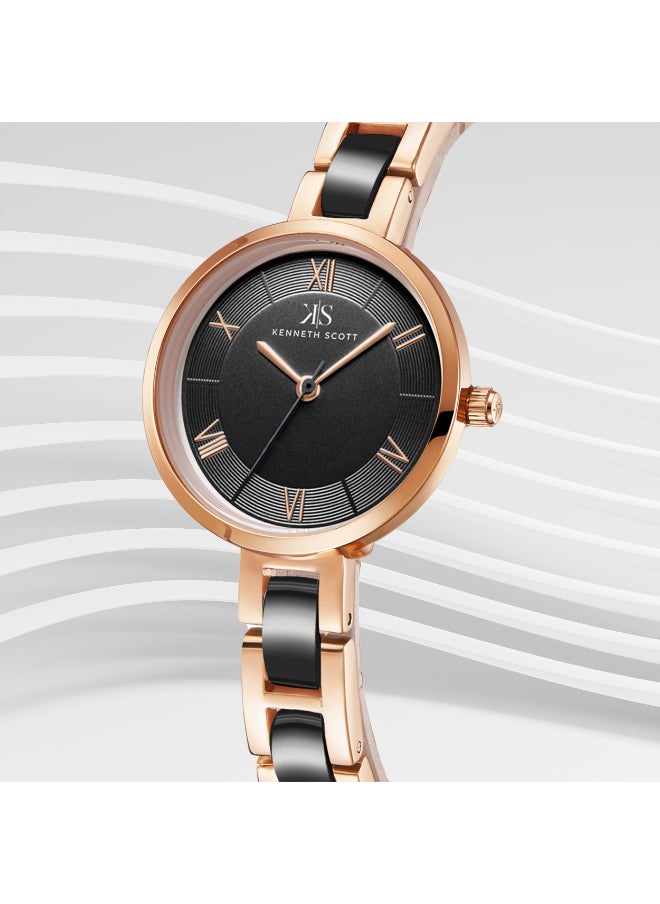 KENNETH SCOTT Kenneth Scott K22521-KCBB Women's Analog Display Watch & Alloy+Plastic Strap Rose Gold  - Image 3