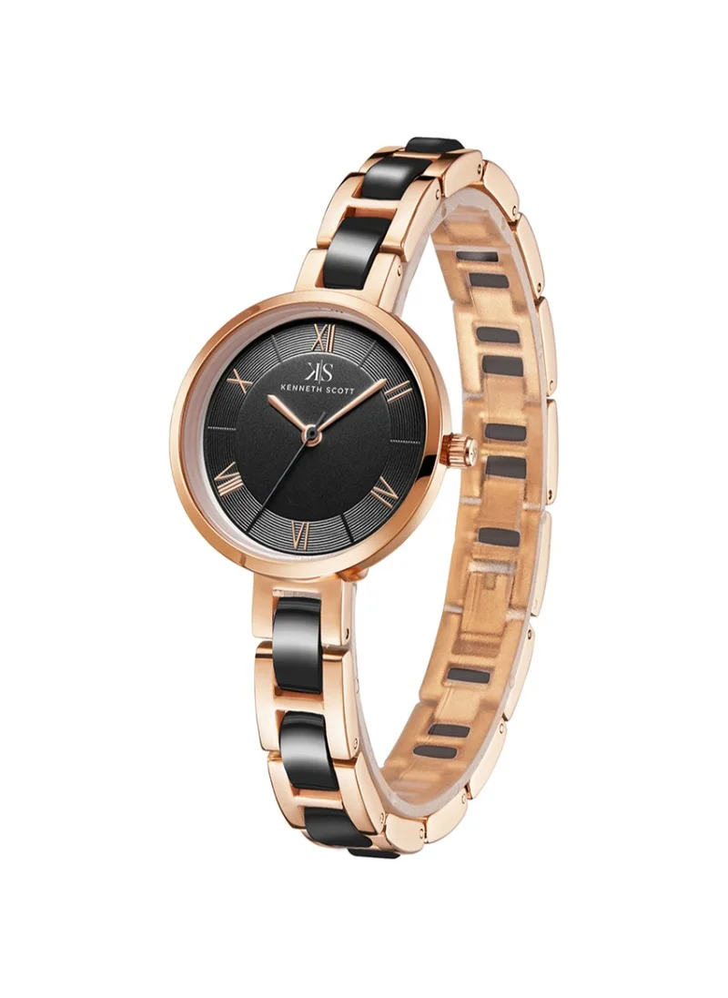 KENNETH SCOTT Kenneth Scott K22521-KCBB Women's Analog Display Watch & Alloy+Plastic Strap Rose Gold