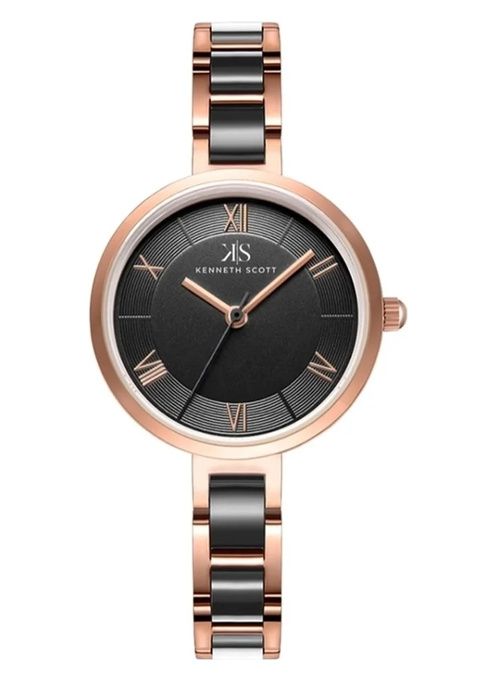 KENNETH SCOTT Kenneth Scott K22521-KCBB Women's Analog Display Watch & Alloy+Plastic Strap Rose Gold