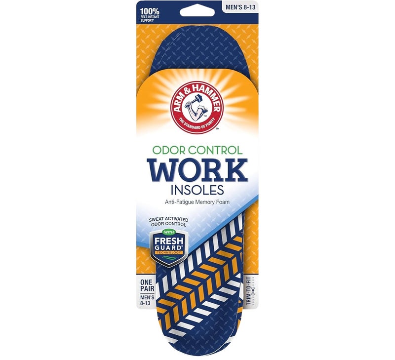 Arm & Hammer Memory Foam Work Insoles for Men and Women, Pair of Anti-Fatigue Memory Foam Inserts with Arch Support for Work Boots, Sneakers, Or Dress Shoes. (1 Pack) - Image 1