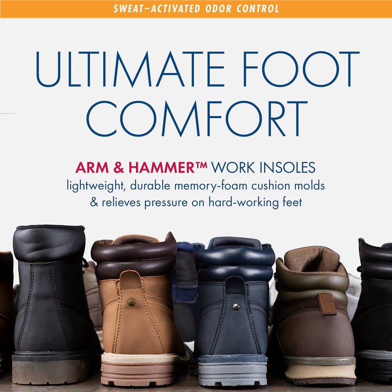 Arm & Hammer Memory Foam Work Insoles for Men and Women, Pair of Anti-Fatigue Memory Foam Inserts with Arch Support for Work Boots, Sneakers, Or Dress Shoes. (1 Pack) - Image 2