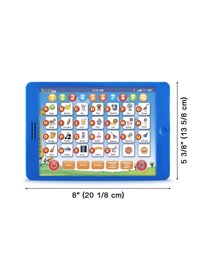 Boxiki kids لوحة تعليمية للأطفال الصغار. جهاز لوحي ممتع للأطفال مع 6 ألعاب تعليمية. لعبة لتطوير الطفل مبكرًا لتعلم الأرقام والأبجدية والهجاء. يعزف الموسيقى. لعبة تعليمية. - Image 4