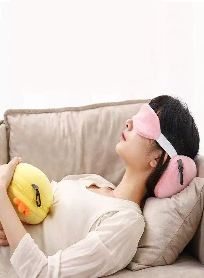 VIVITO 2-in-1 Plush Travel Neck Pillow with Eye Mask | Cute Cartoon Round Pillow for Kids & Adults | Soft Sleep Pillow & Light-Blocking Eye Mask for Flight, Train, Car & Home Naps (AnyColor/Pattern, Pack of 1) - Image 4