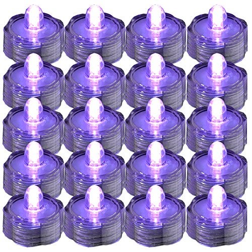 JYtrend Bright LED Floral Tea Light Vase Submersible Lights for Party Wedding (Purple, 20 Pack) - Image 1